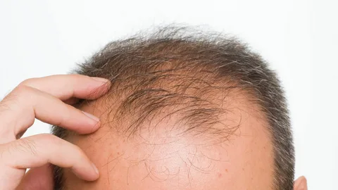 Person experiencing hair thinning, exploring the effects of glutathione hair loss and regrowth